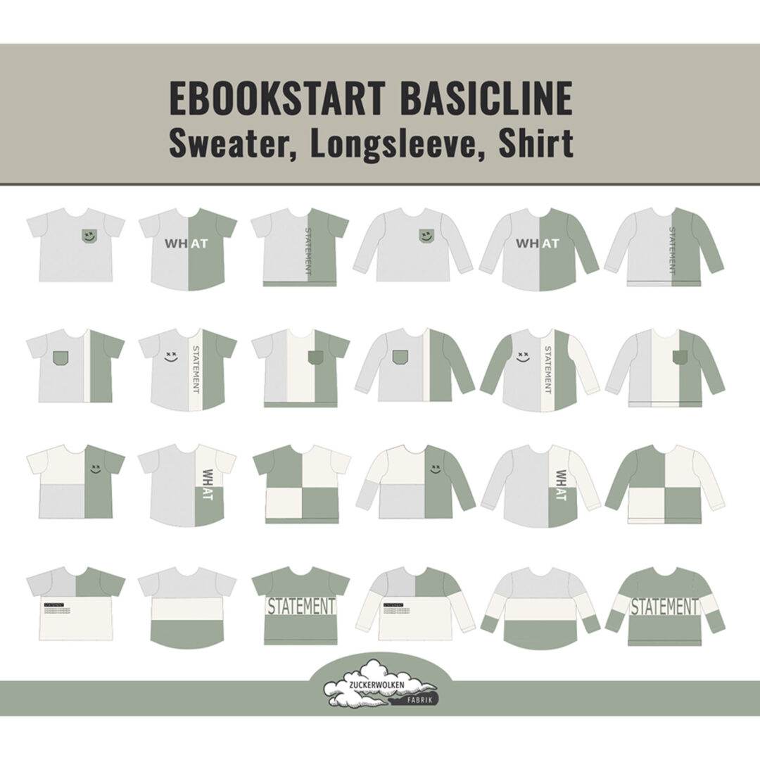 SPARPAKET (3Ebooks) DIN A0 & BEAMER Basicline Sweater 69-170cm Longsleeve, Shirt, BESONDERES PASSFORMSYSTEM - Sewando