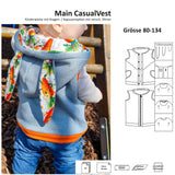 Main CasualVest - Kinderweste mit Kragen / Kapuze und Ohrenoption - Gr. 68-134 - Sewando