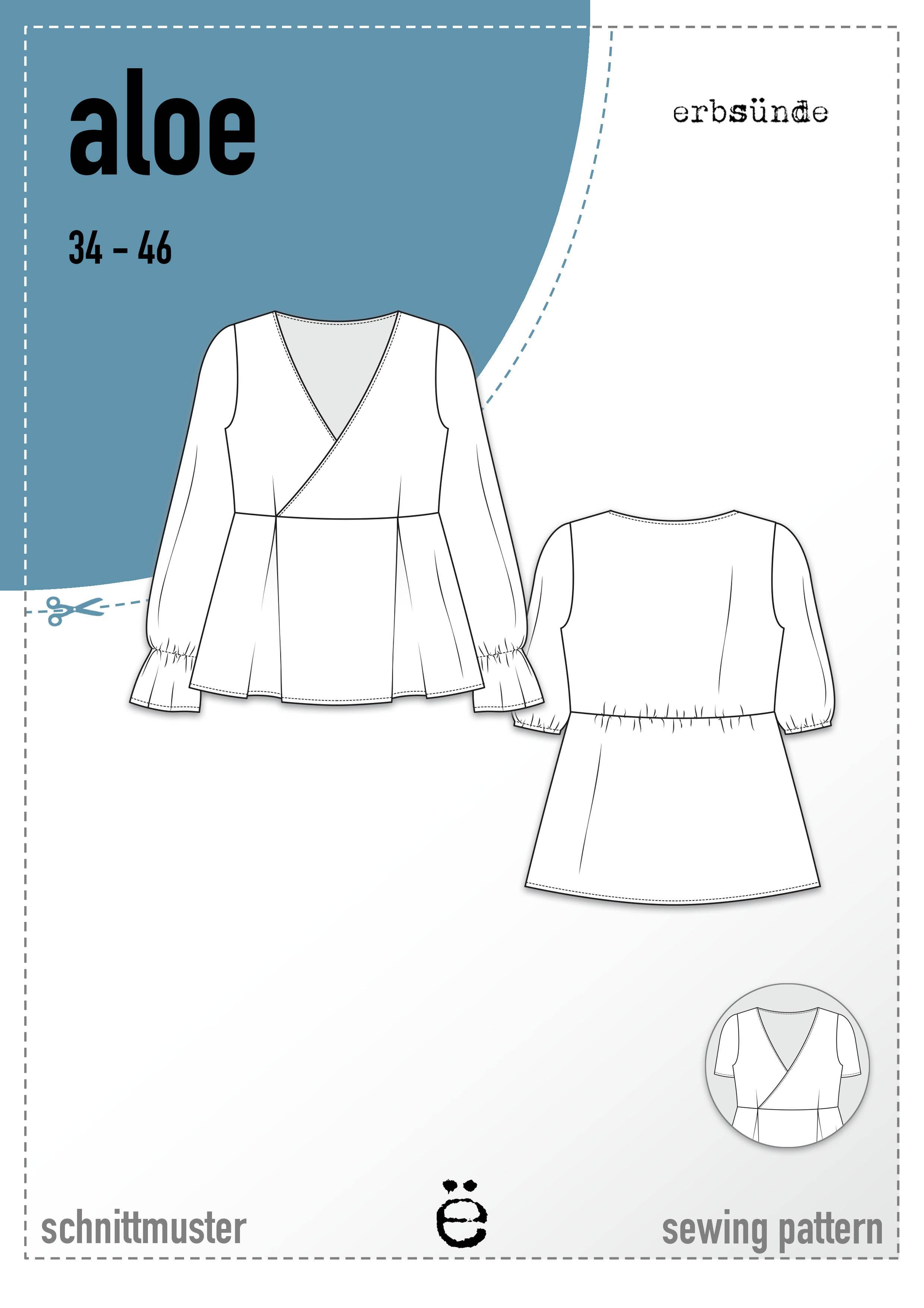 Schnittmuster Schößchen Bluse ALOE (34-46) - Sewando