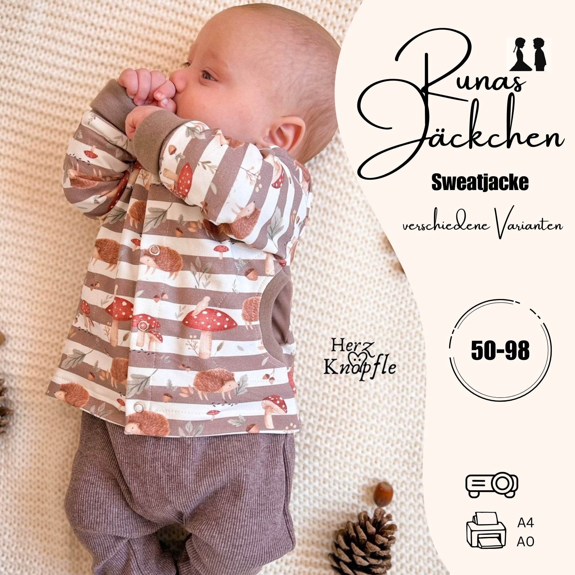 Schnittmuster Runas Jäckchen Collegejacke Gr. 50-98 - Sewando