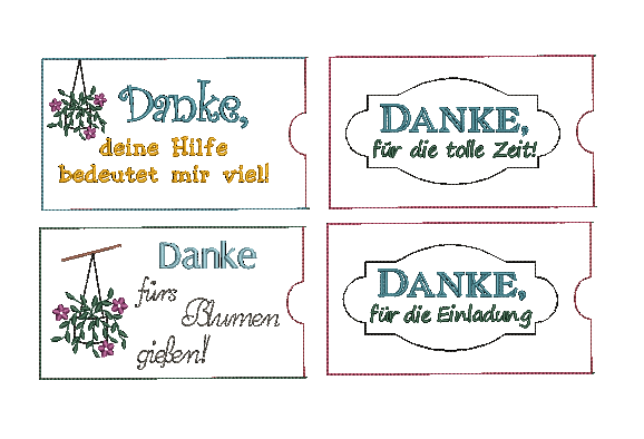 Stickdatei Schokohülle SET DANKE sagen 8 Motive - Sewando