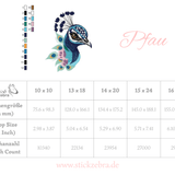 Eleganter Pfau mit floralen Akzenten – Stickdatei für deine Stickmaschine - Sewando