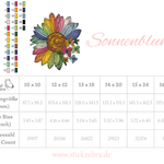 Sonnenblume Stickdatei – die Regenbogen Blütenpracht für deine Stickmaschine - Sewando