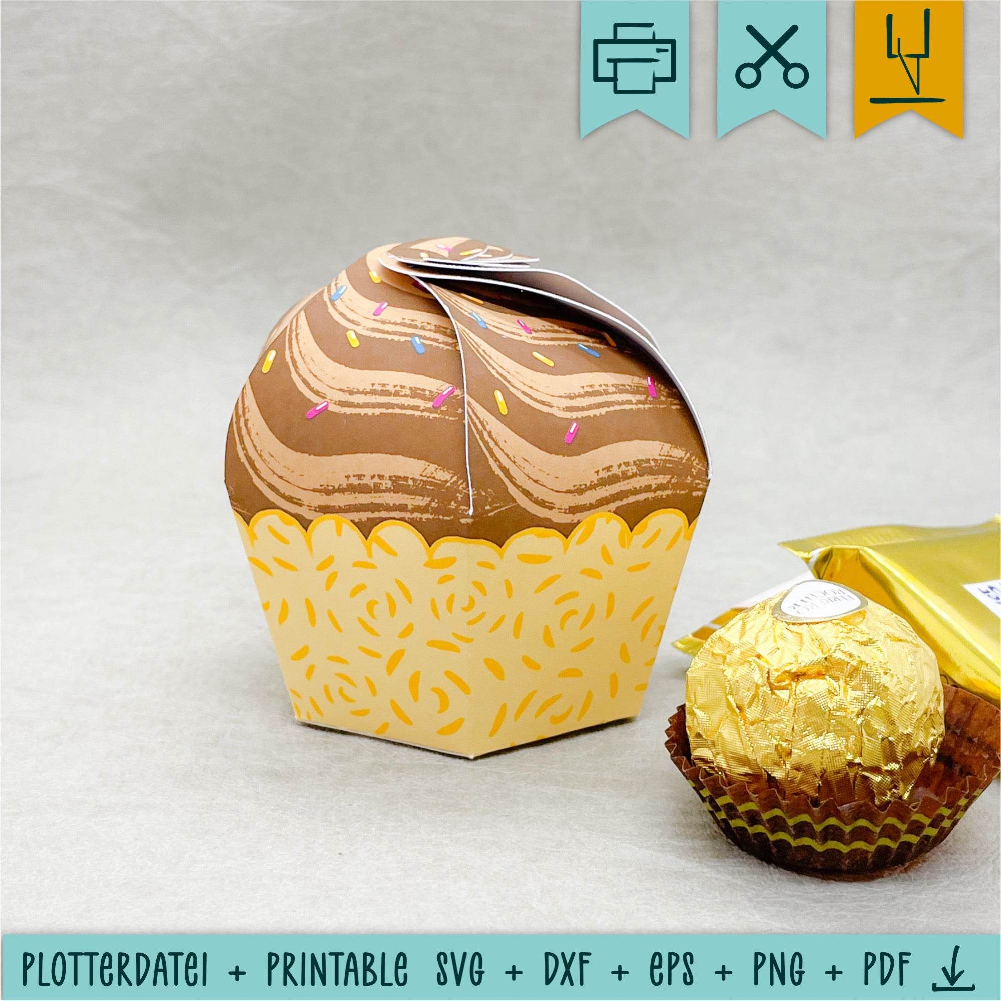 Geschenkbox Muffin gelb / Kleinigkeit - Plotterdatei - Sewando