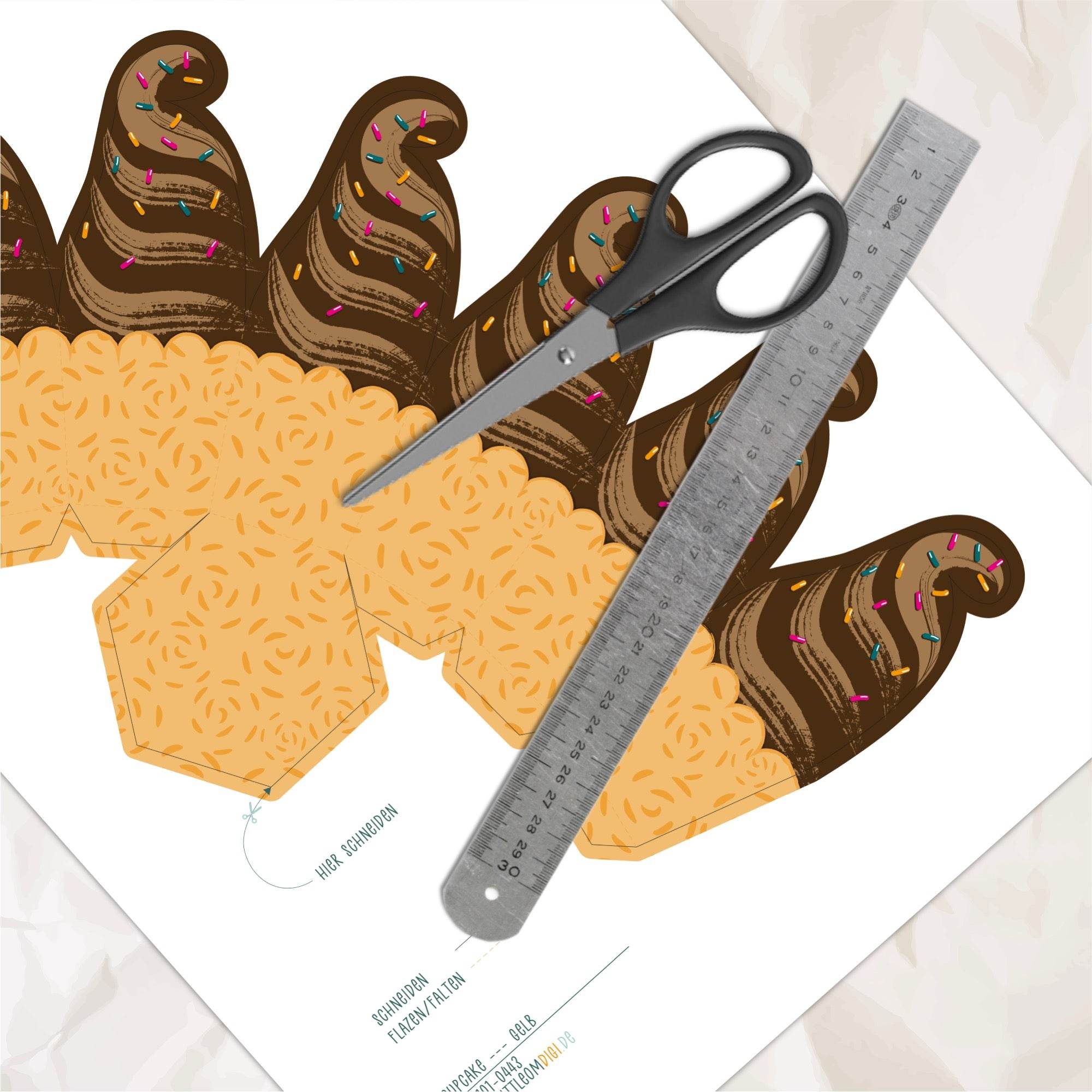 Geschenkbox Muffin gelb / Kleinigkeit - Plotterdatei - Sewando