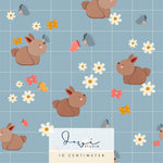 Nahtloses Muster | Frühlingshäschen | Blau | 25x25cm Stoffdesign - Sewando