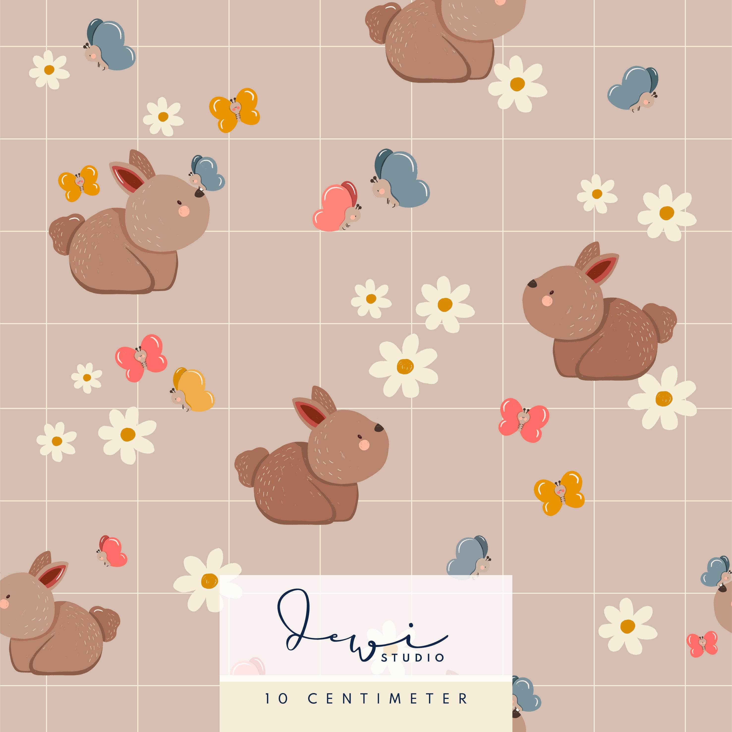 Nahtloses Muster | Frühlingshäschen | Braun | 25x25cm Stoffdesign - Sewando