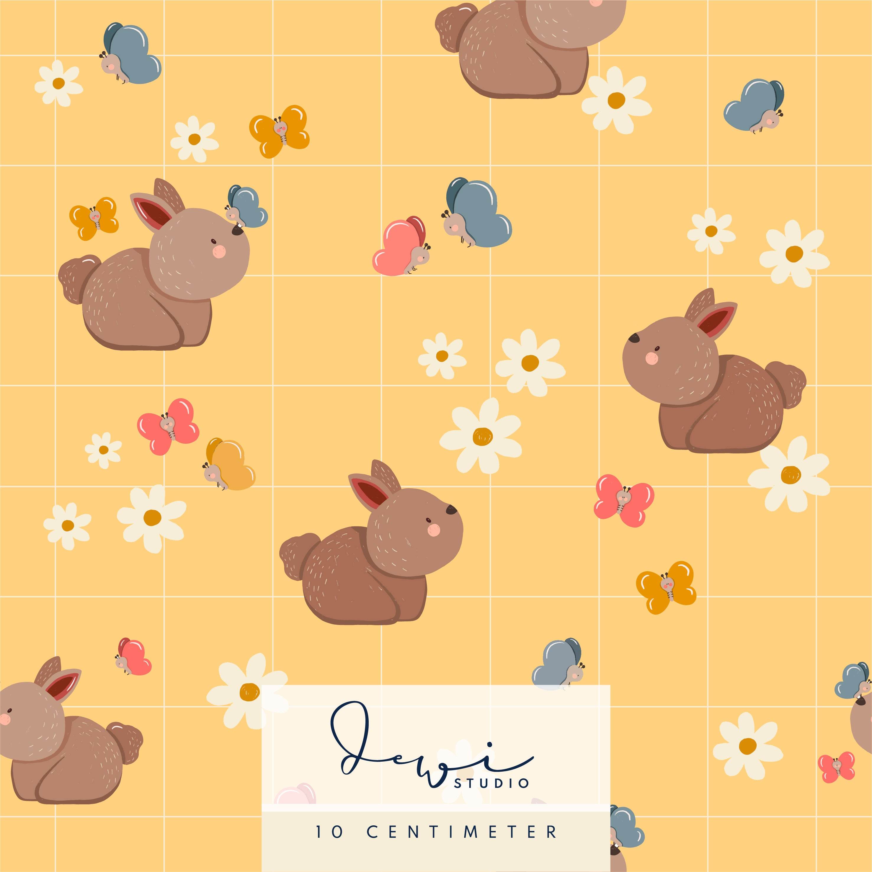Nahtloses Muster | Frühlingshäschen | Gelb | 25x25cm Stoffdesign - Sewando