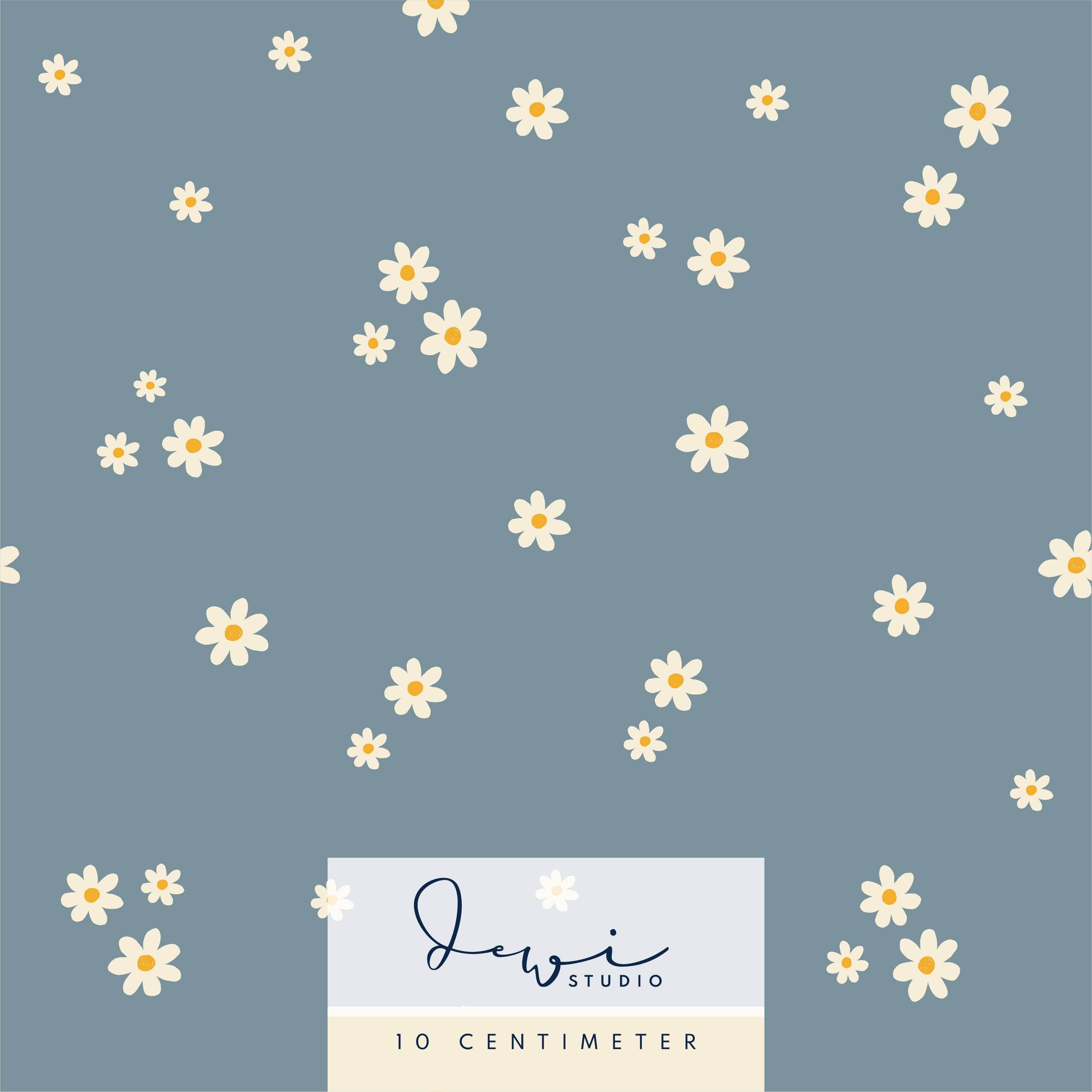 Nahtloses Muster, Stoffdesign| Frühlingshäschen Kombistoff | Gänseblümchen Blau | 25x25cm - Sewando