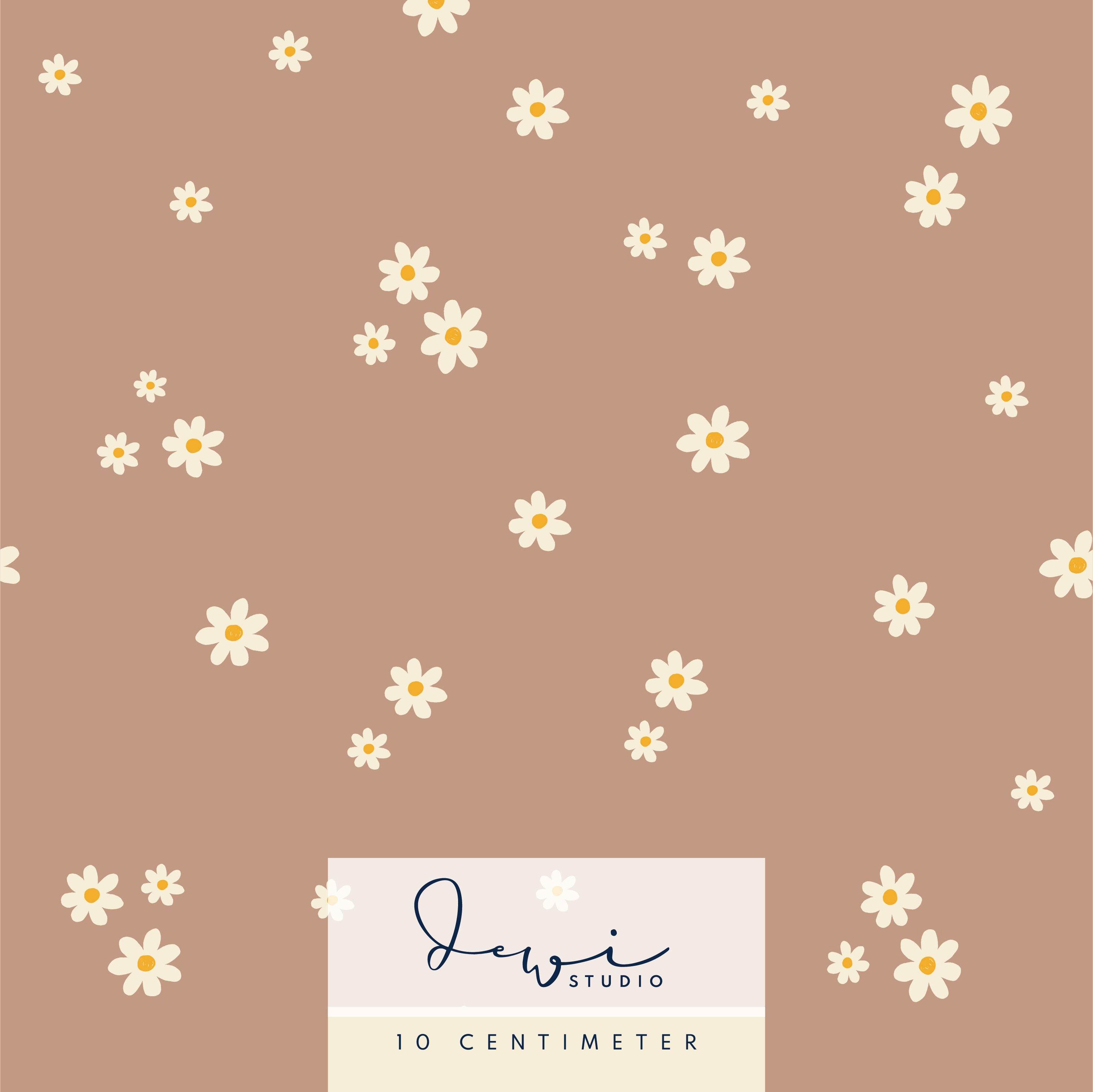 Nahtloses Muster, Stoffdesign | Frühlingshäschen Kombistoff | Gänseblümchen Braun | 25x25cm - Sewando