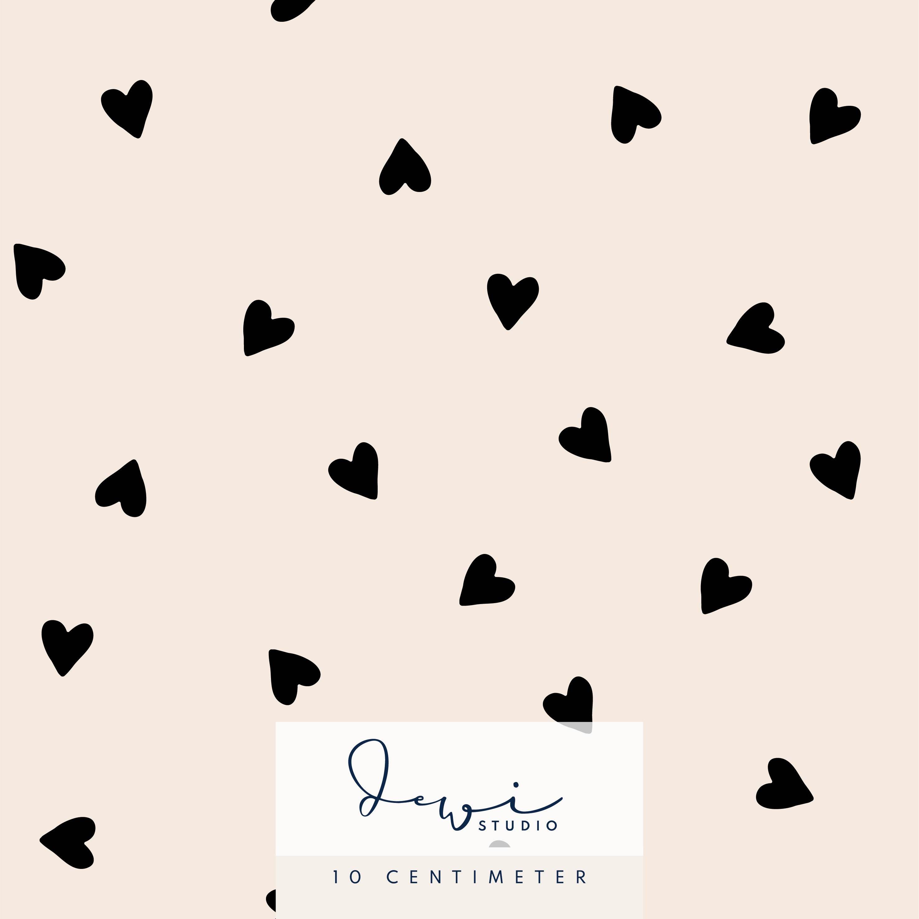 Nahtloses Muster | Hello Darling | Herzen Klein Schwarz | 50x50cm, Stoffdesign : - Sewando