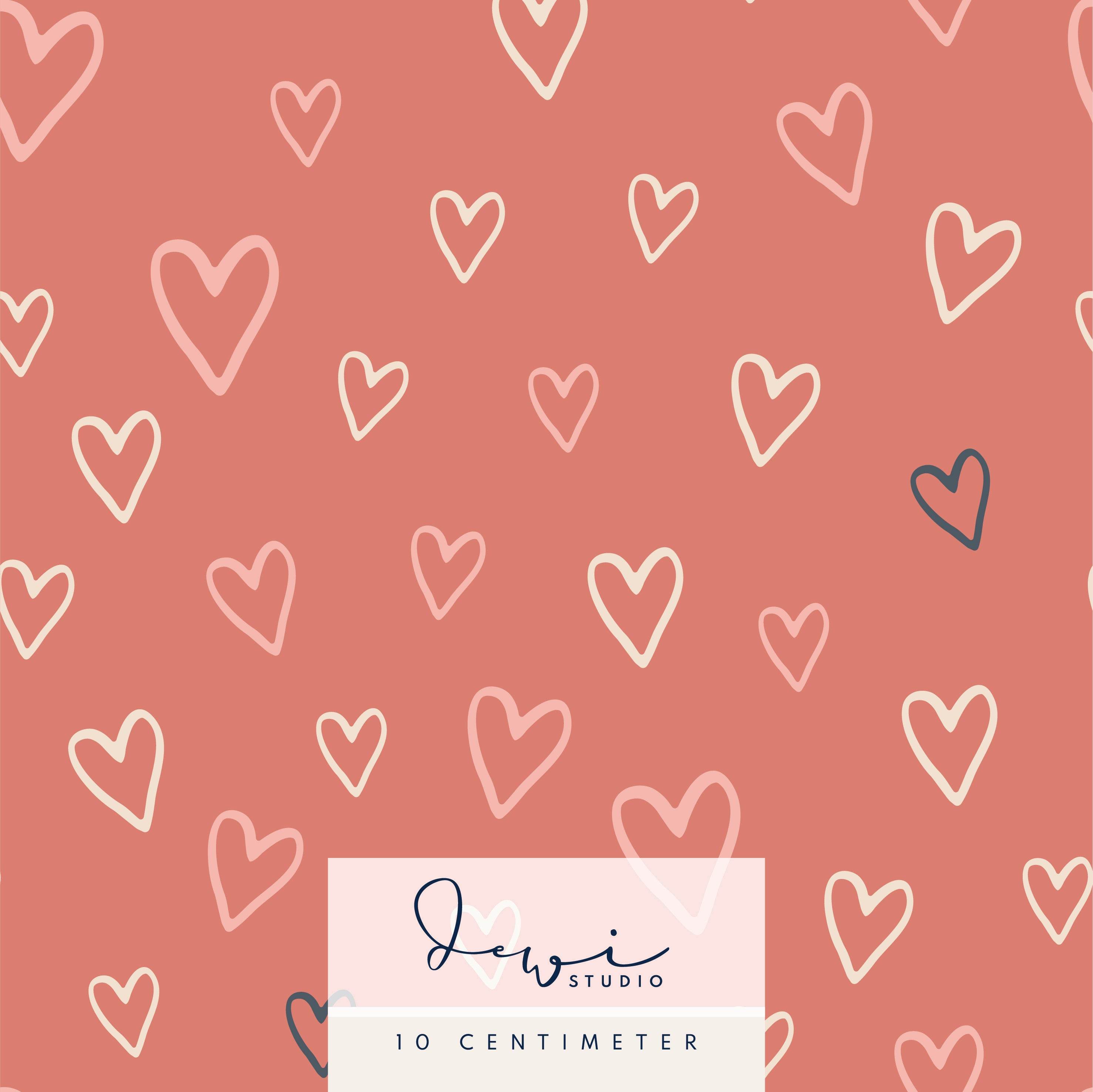 Nahtloses Muster | Hello Darling | Herzen Groß Altrosa | 50x50cm, Stoffdesign : - Sewando