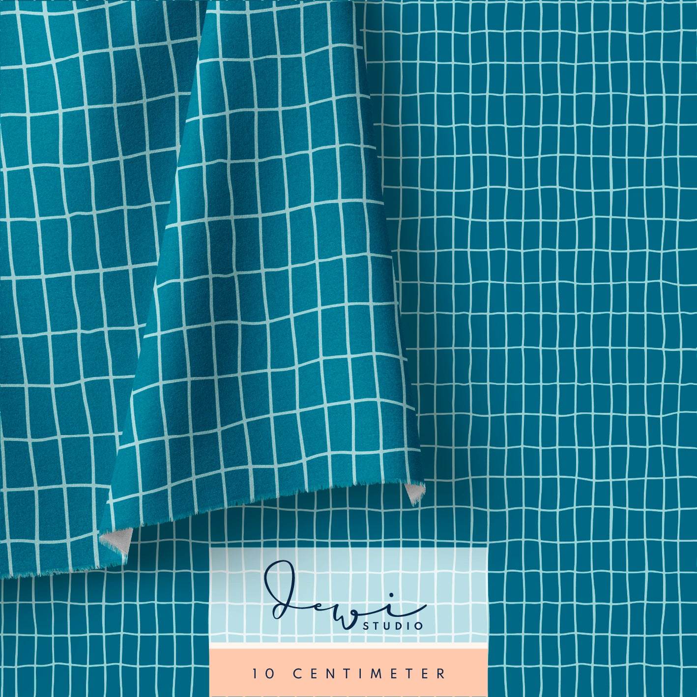 Nahtloses Muster | Regenbär Grid Blau | 20x20cm, Stoffdesign : - Sewando