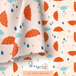 Nahtloses Muster | Regenbär Schirm Hell | 20x20cm, Stoffdesign - Sewando