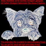 Stickdatei Applikation Yorkshire Terrier "Cindy" - realistisch - FÜR HELLE & DUNKLE STOFFE
