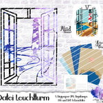 Leuchtturm, Maritim SVG und PNG Digipaper, Postkarte, Digistamps - Sewando