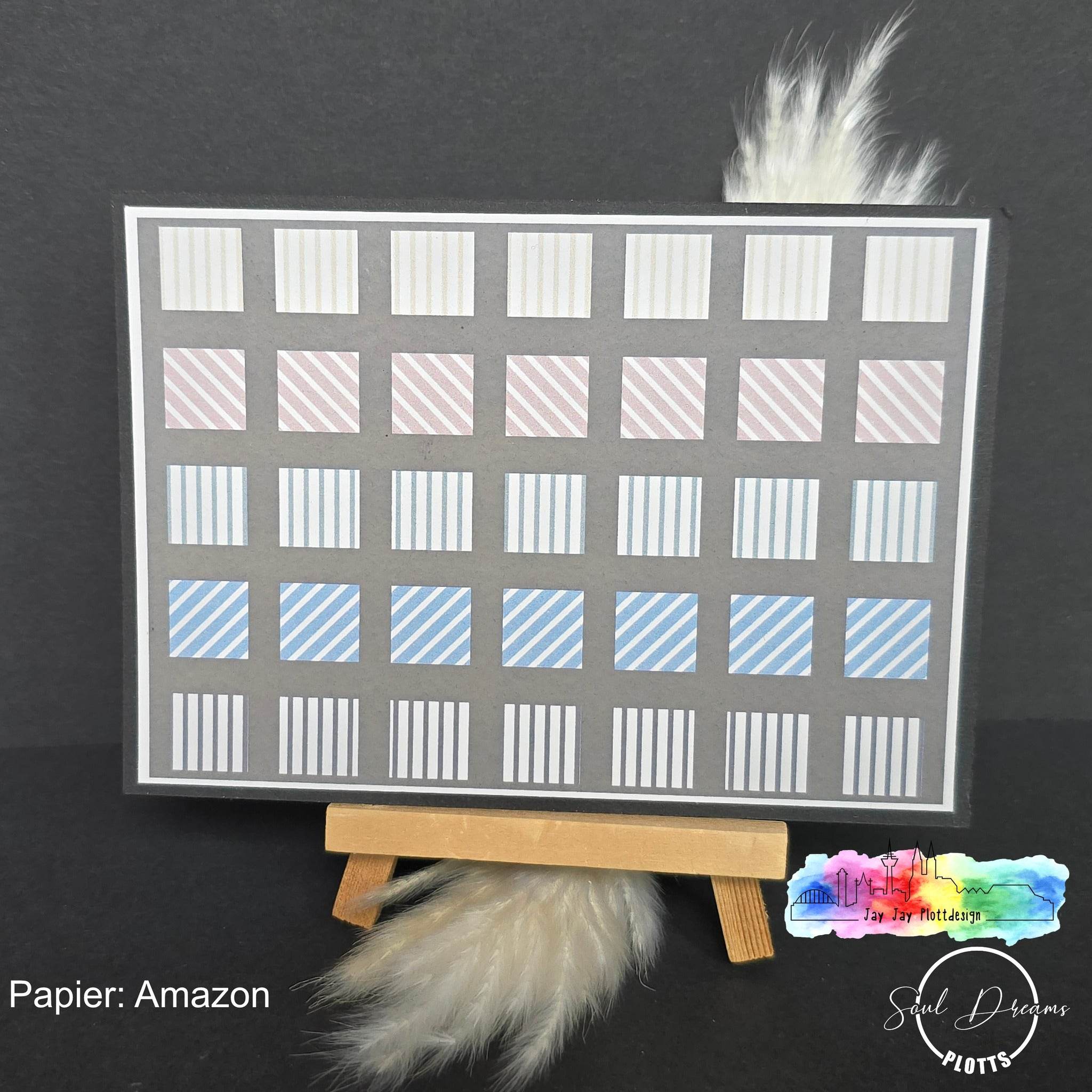 Digipapier-Set #017 (Streifen grau, beige, blau, grün) zum drucken, sublimieren und basteln - Sewando