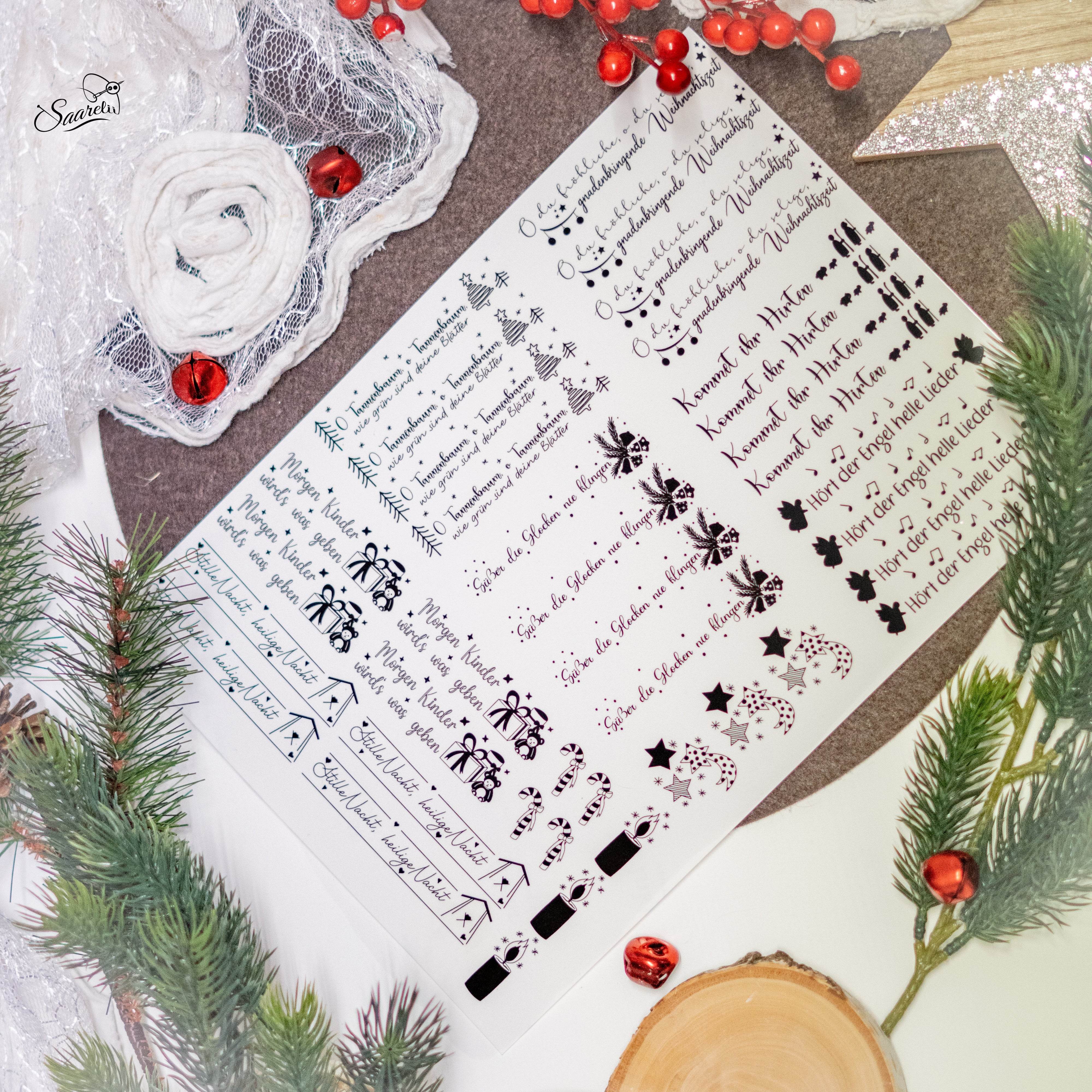 Kerzentattoo PDF Vorlage Weihanchtslieder Kerzenaufkleber - Sewando