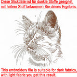Stickdatei Katze Bengalen "Maxie " in Naturfarben - realistisch - FÜR DUNKLE STOFFE