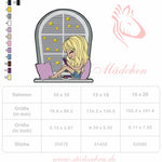 Mädchen Stickdatei – für gemütliche Lesemomente an deiner Stickmaschine - Sewando