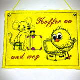 Koffer Tiere Stickdatei Urlaub Vogel Maus ab 10x10 - Sewando