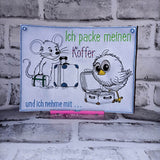 Koffer Tiere Stickdatei Urlaub Vogel Maus ab 10x10 - Sewando