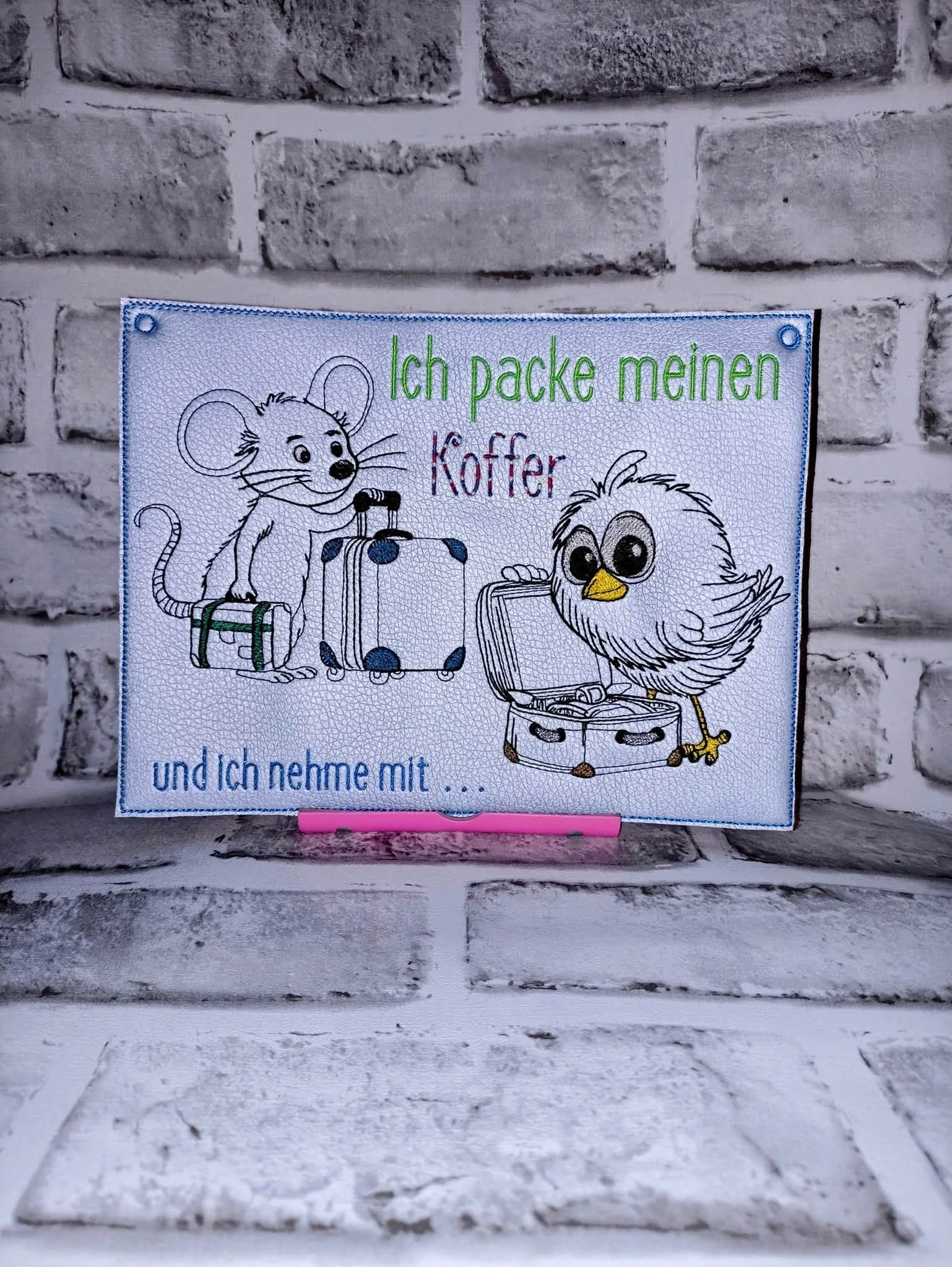 Koffer Tiere Stickdatei Urlaub Vogel Maus ab 10x10 - Sewando