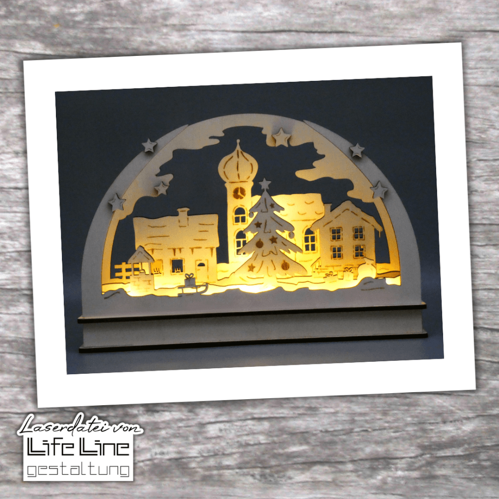 Lasercut-Datei SCHWIBBOGEN WEIHNACHTSDORF svg - Sewando