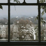 Halloween Town – Halloween Design mit gruseligen Häuschen, Kürbissen und knorrigen Bäumen. Ideal für Fensterbilder, Kissenbezüge und Halloween-Dekorationen.