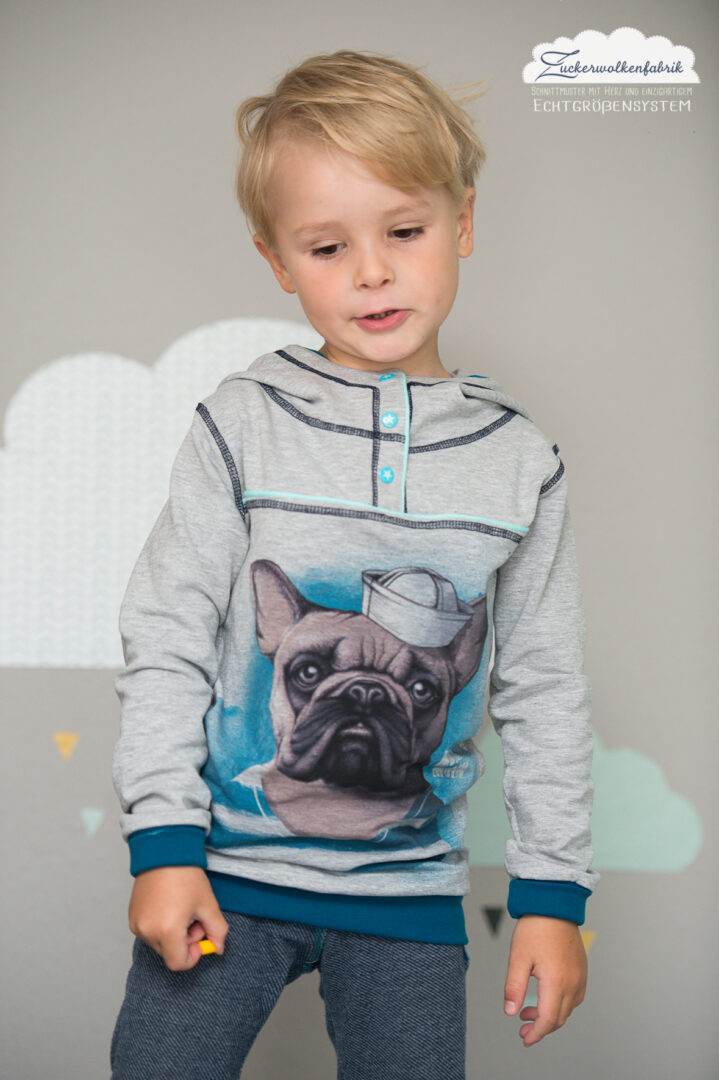 Big Swoodie Troyer, Hoodie, Knopfpullover für 105cm-140cm Körpergröße - Sewando