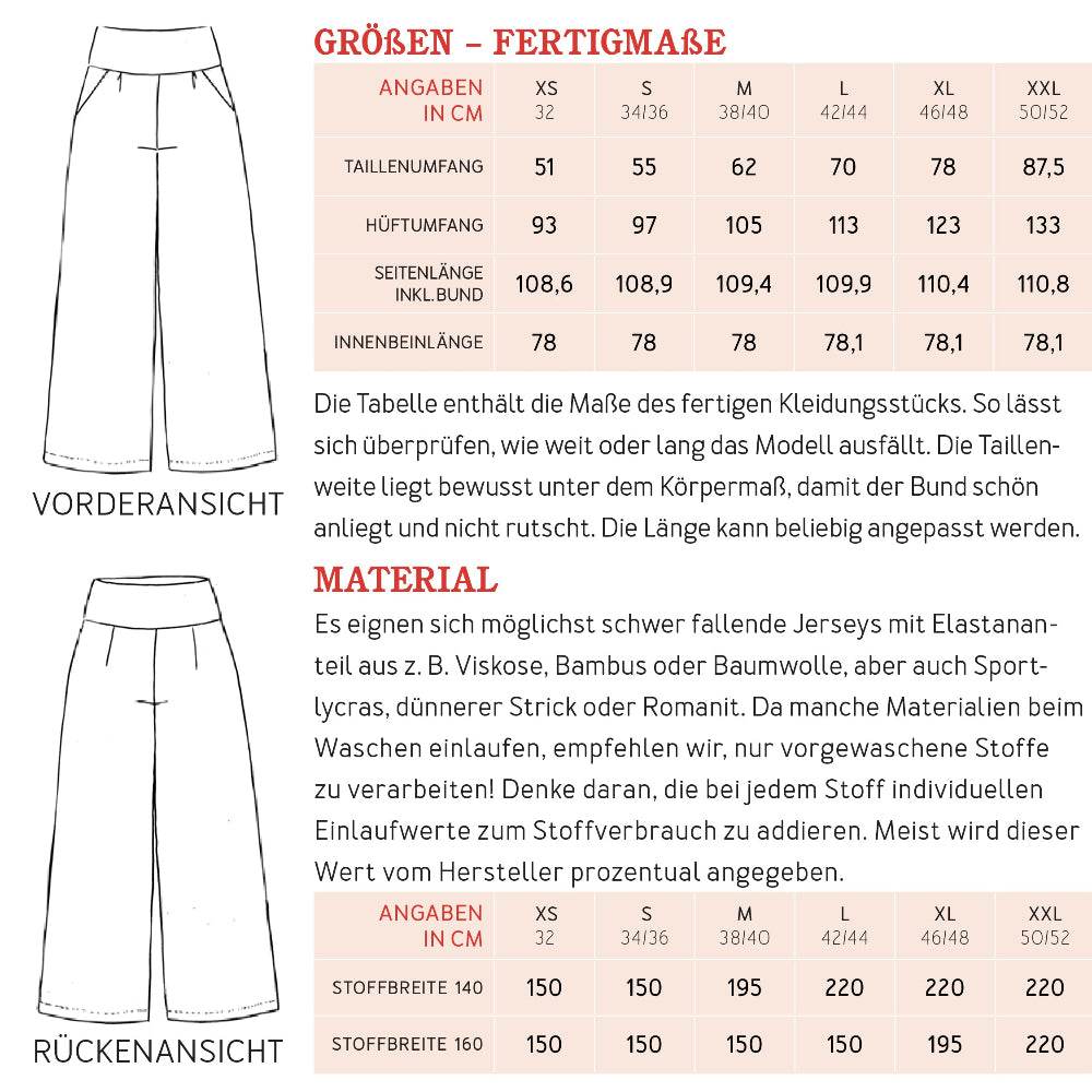Hose FRAU ADA | Schnittmuster Gr. XS – XXL - Sewando