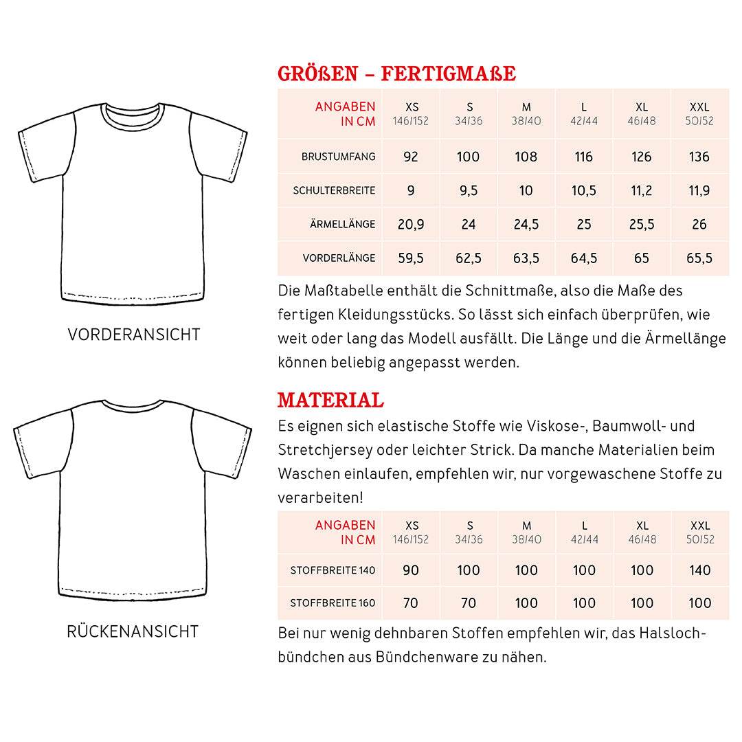 T-Shirt FRAU AMY | Schnittmuster Gr. XS-XXL : - Sewando