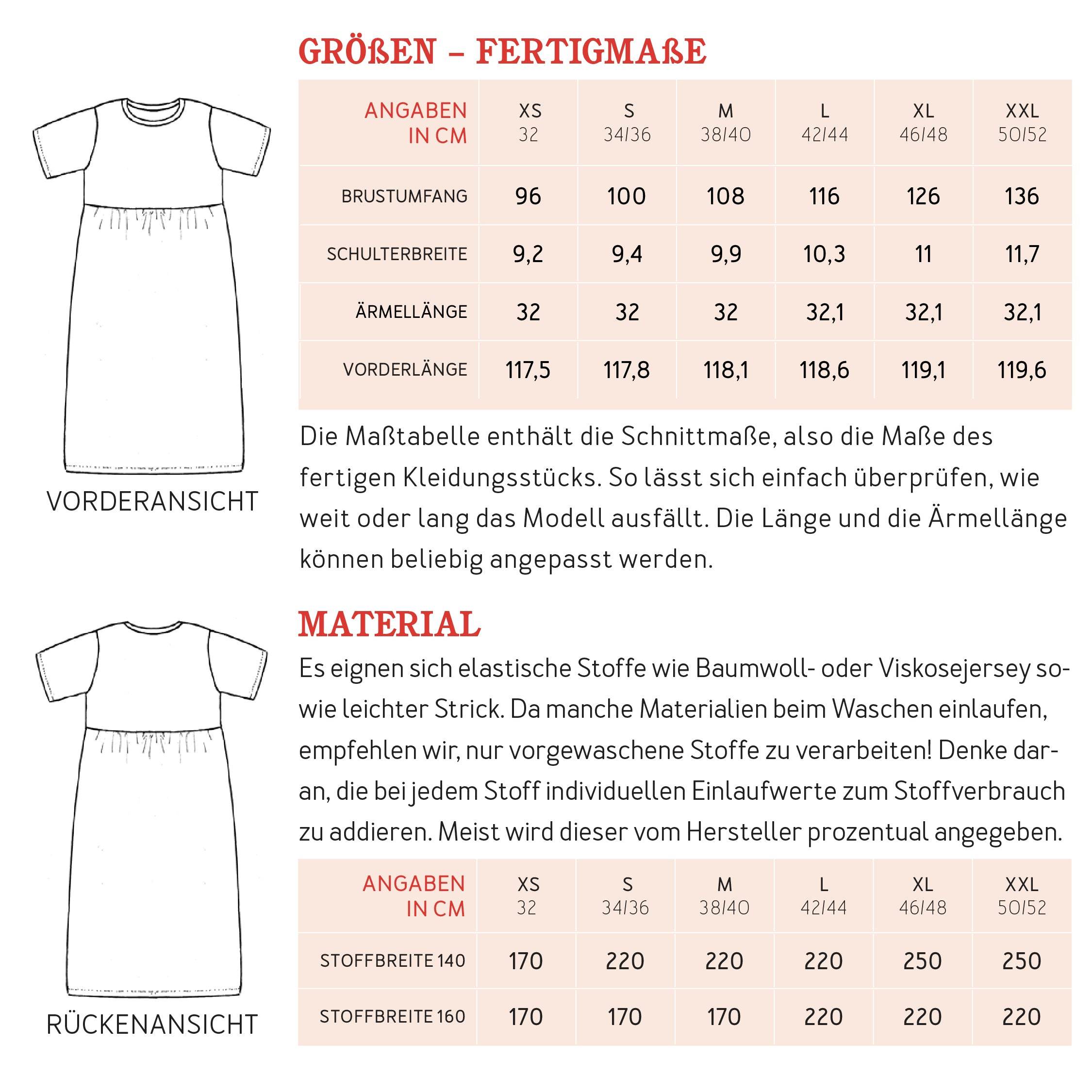 Kleid FRAU CAROL | Schnittmuster Gr. XS – XXL - Sewando