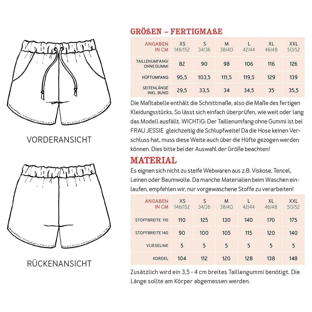 Shorts FRAU JESSIE | Schnittmuster Gr. XS-XXL : - Sewando