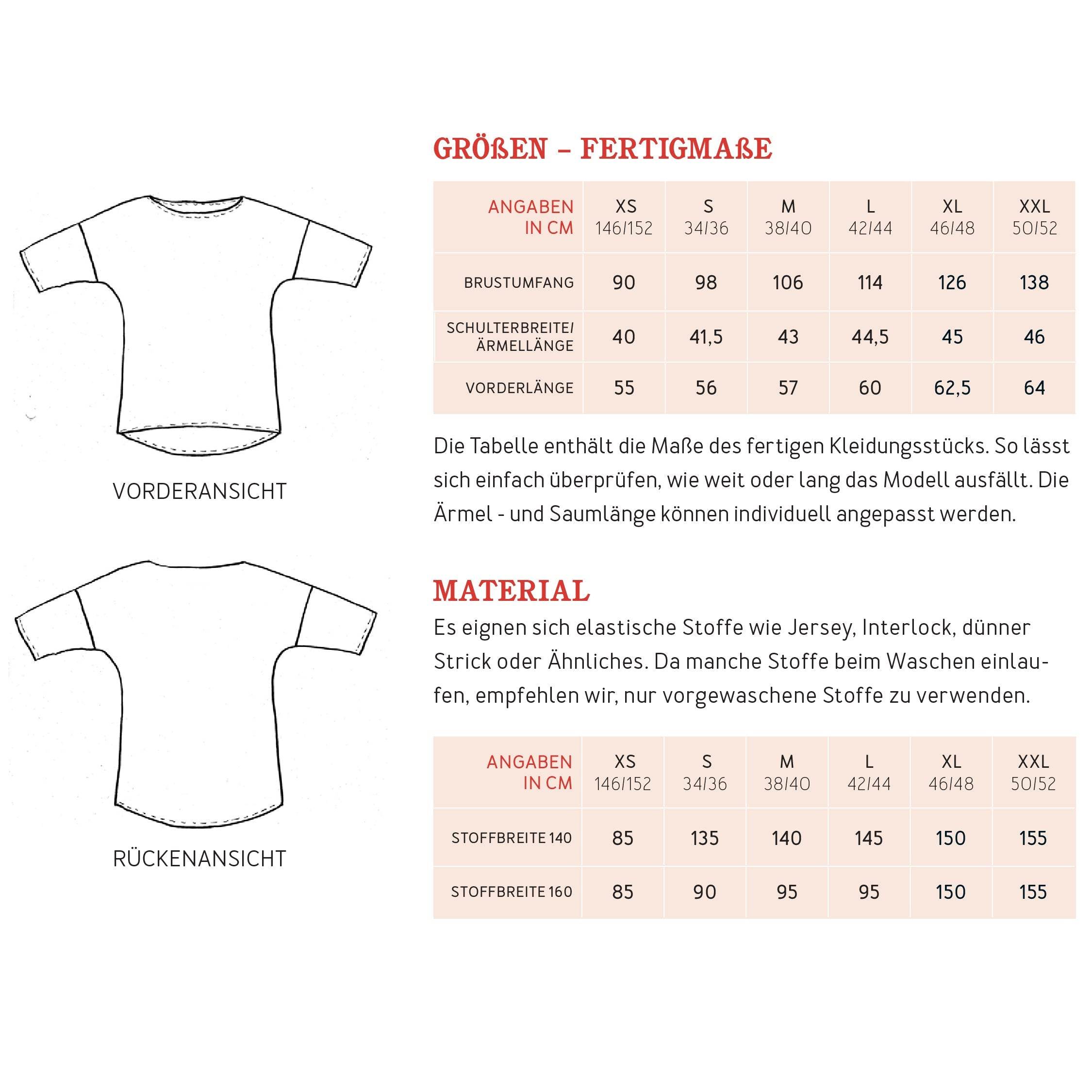 Shirt FRAU KARLA | Schnittmuster Gr. XS-XXL - Sewando