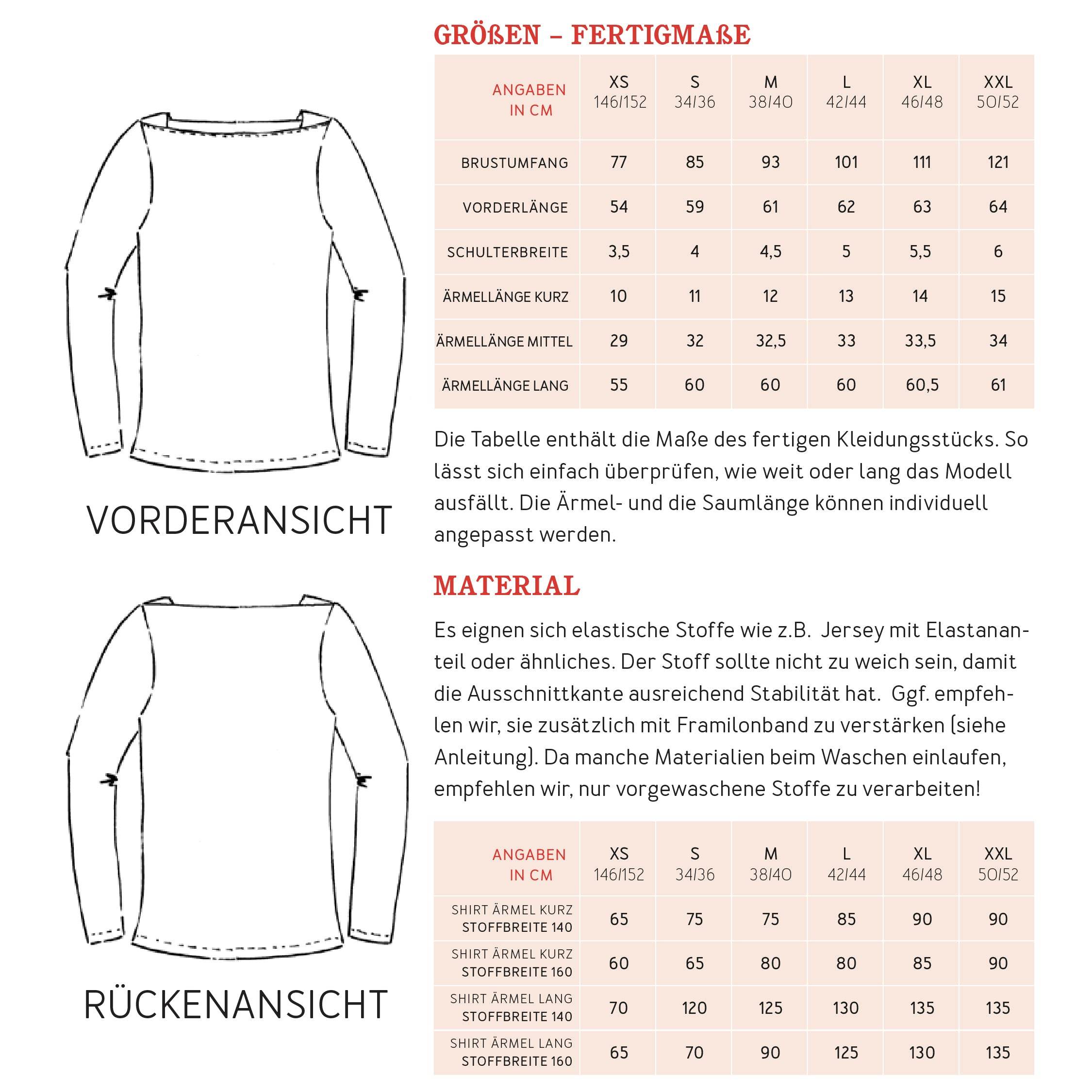 Shirt FRAU MARLENE | Schnittmuster Gr. XS – XXL - Sewando