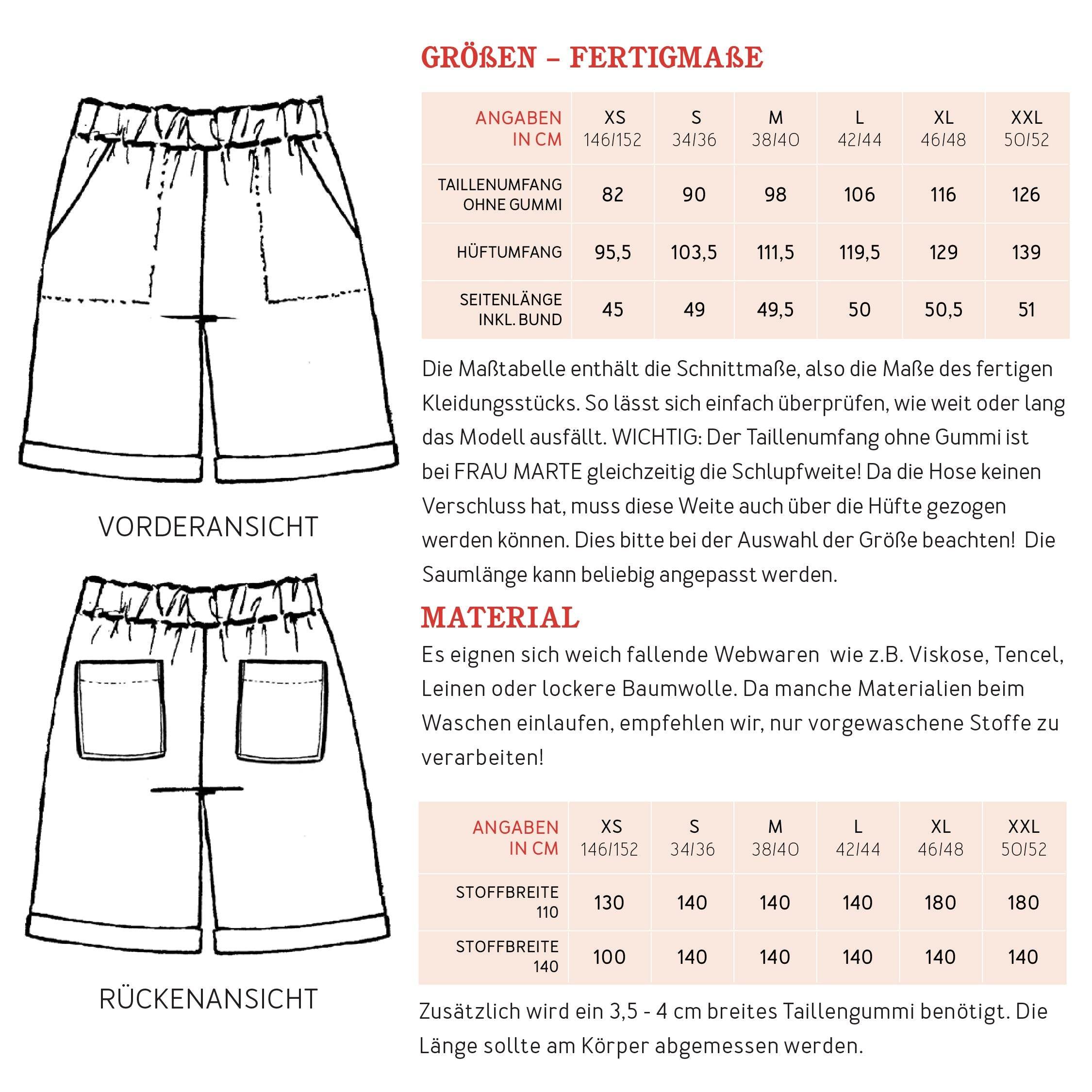 Shorts FRAU MARTE | Schnittmuster Gr. XS-XXL - Sewando