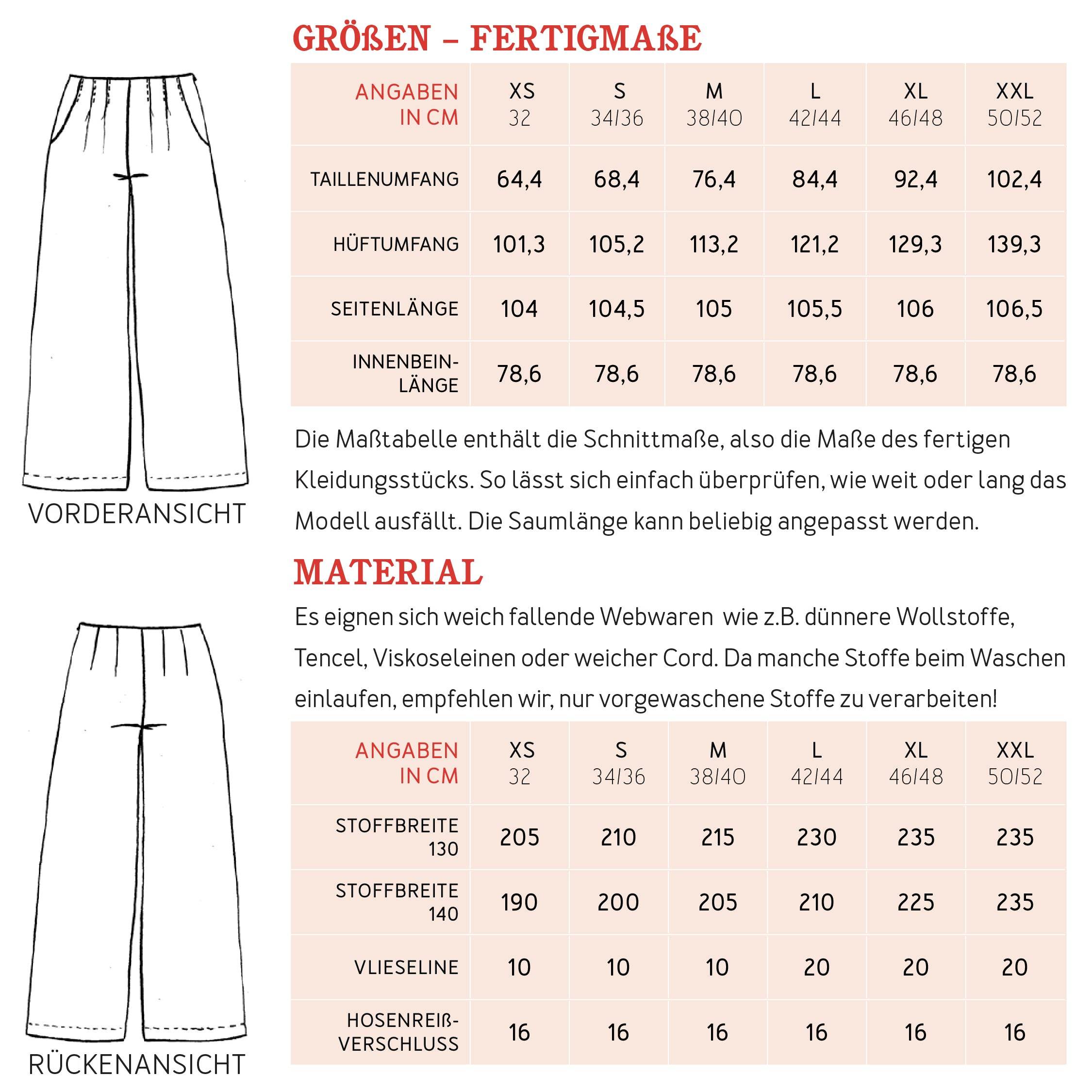 Hose FRAU MIKO | Schnittmuster Gr. XS-XXL : - Sewando
