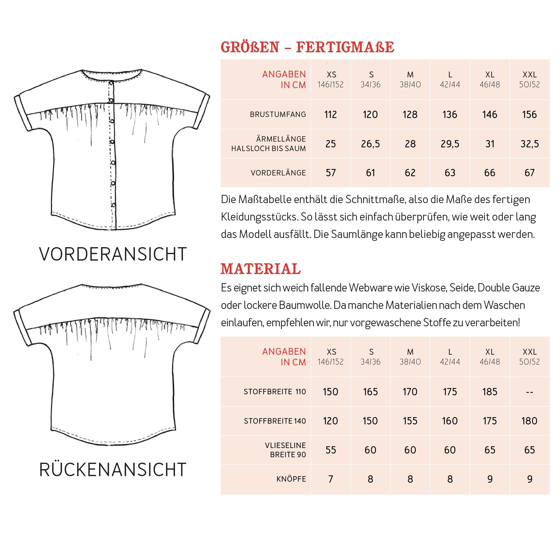Kurzarmbluse FRAU SUZY | Schnittmuster XS-XXL : - Sewando