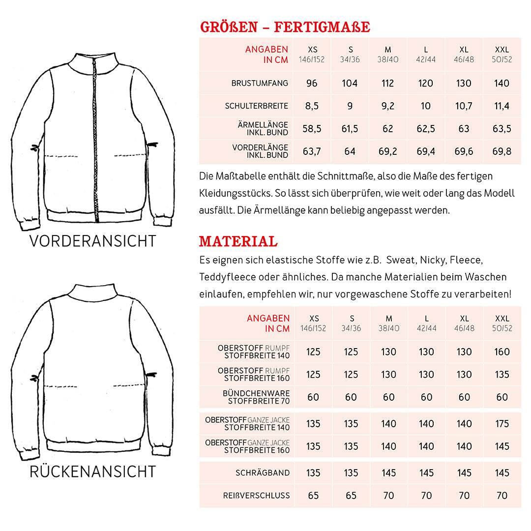 Jacke FRAU SVEA | Schnittmuster Gr. XS-XXL : - Sewando