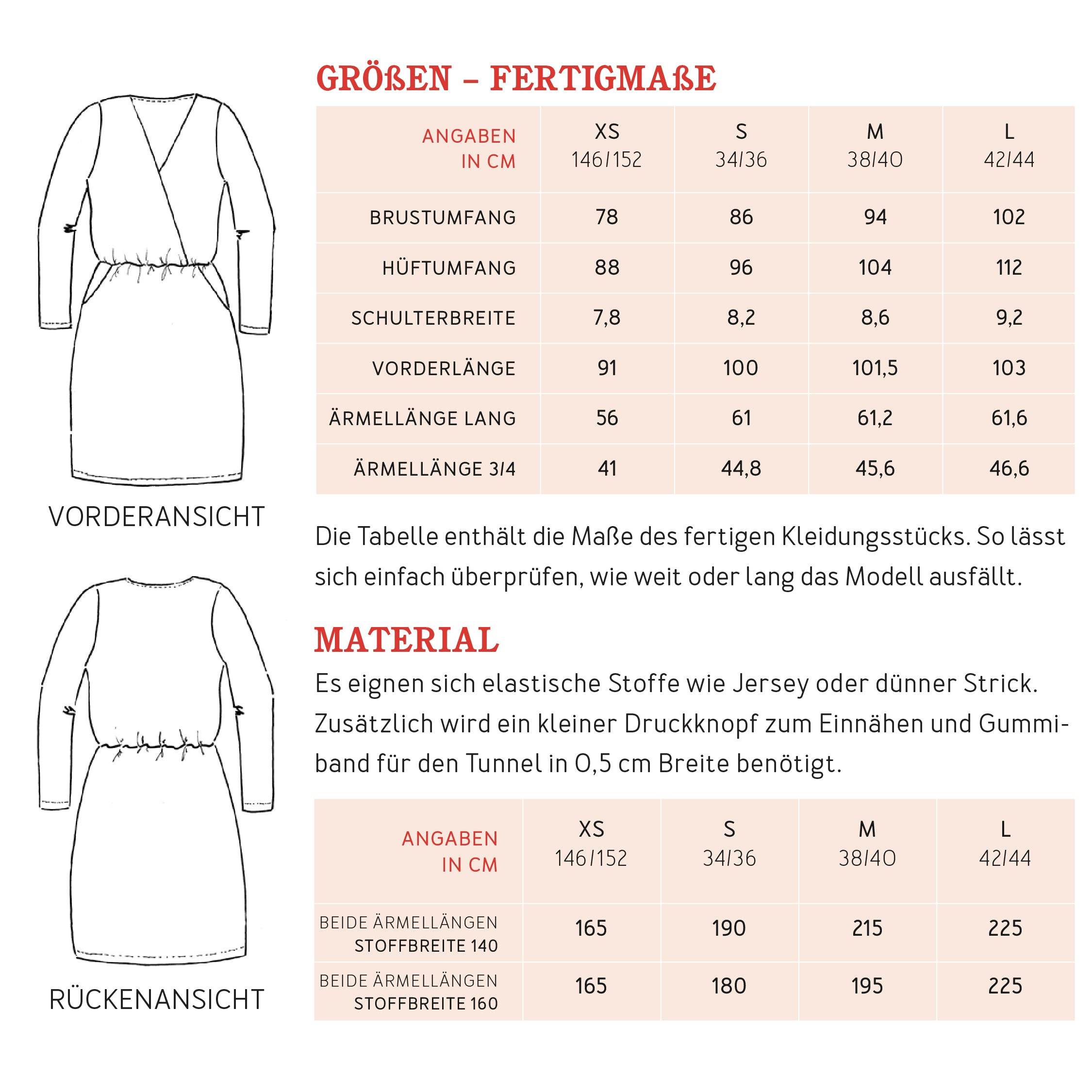Kleid FRAU VILMA | Schnittmuster Gr. XS-L - Sewando