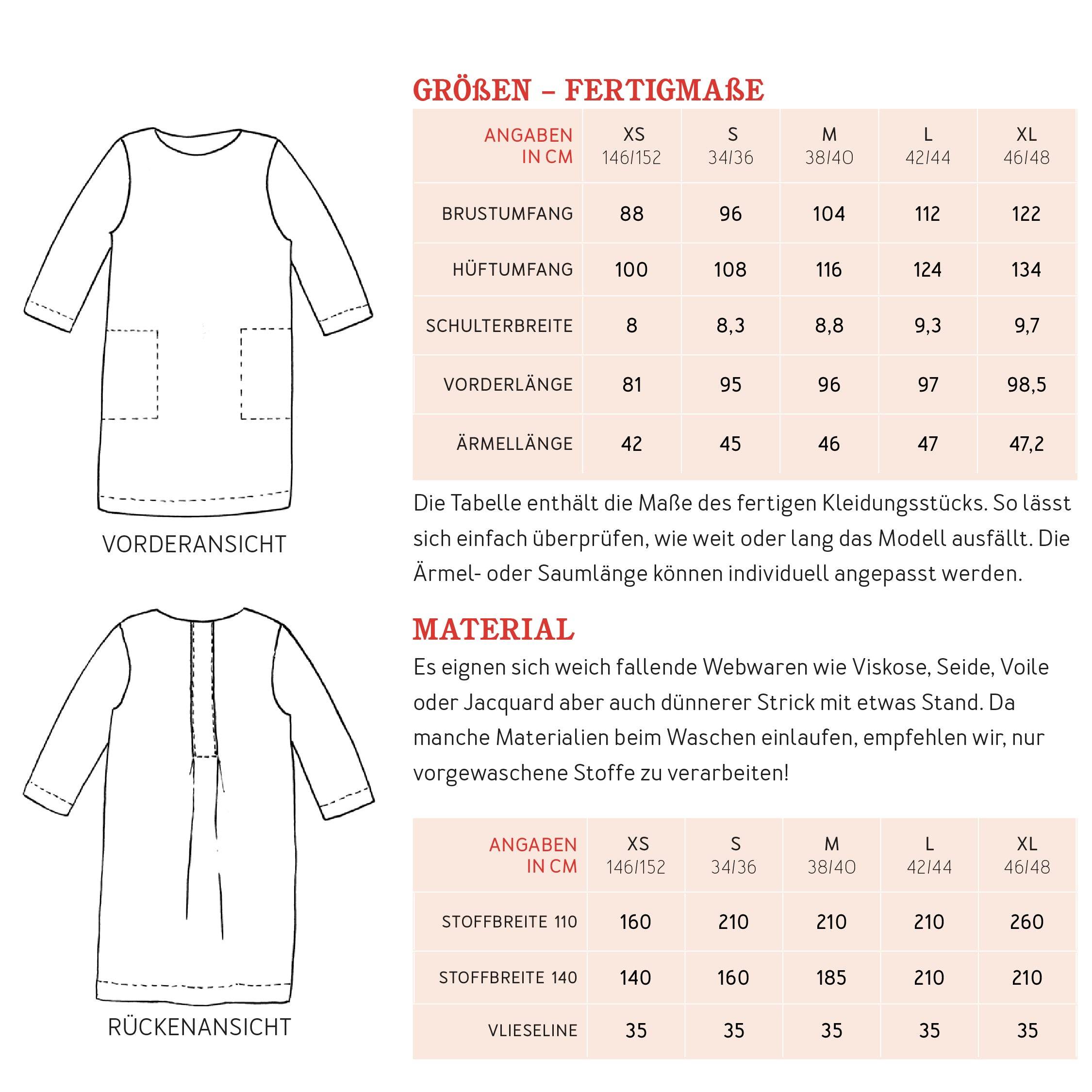 Kleid FRAU YUMA | Schnittmuster Gr. XS-XL - Sewando