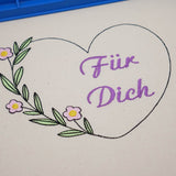 Stickdatei Set Rahmen und Schriftzüge Danke, Viel Glück, Für Euch, Für Dich, Herzlichen Glückwunsch, Frohe Weihnachten - Sewando