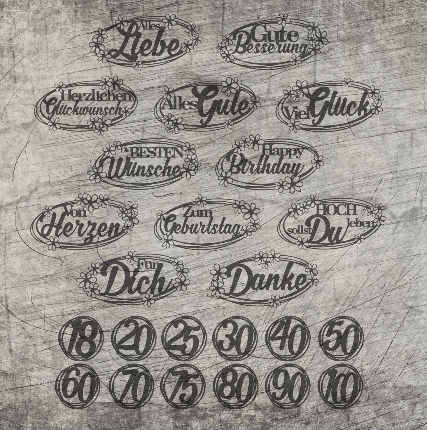*Glückwünsche* Laser- und Plotterdatei - Sewando
