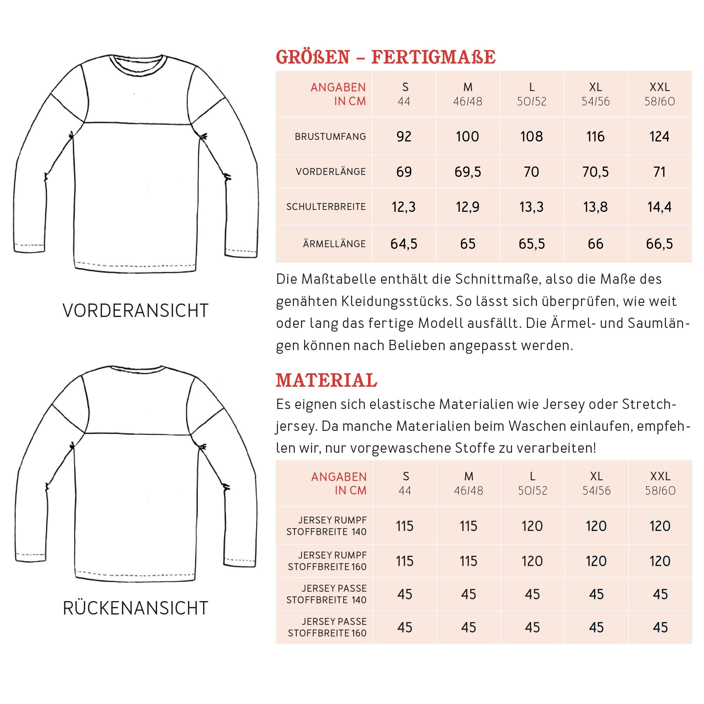 Langarmshirt HERR LEVI | Schnittmuster Gr. S-XXL - Sewando