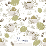 Nahtloses Muster | Stoffmuster Little Dinosaur | Weiß Grün | 25x25cm - Sewando