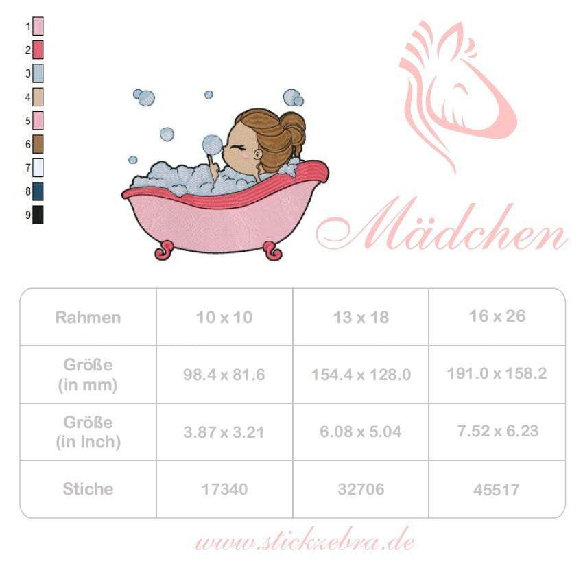 Mädchen in der Wanne Stickdatei – sprudelndes Glück für deine Stickmaschine - Sewando