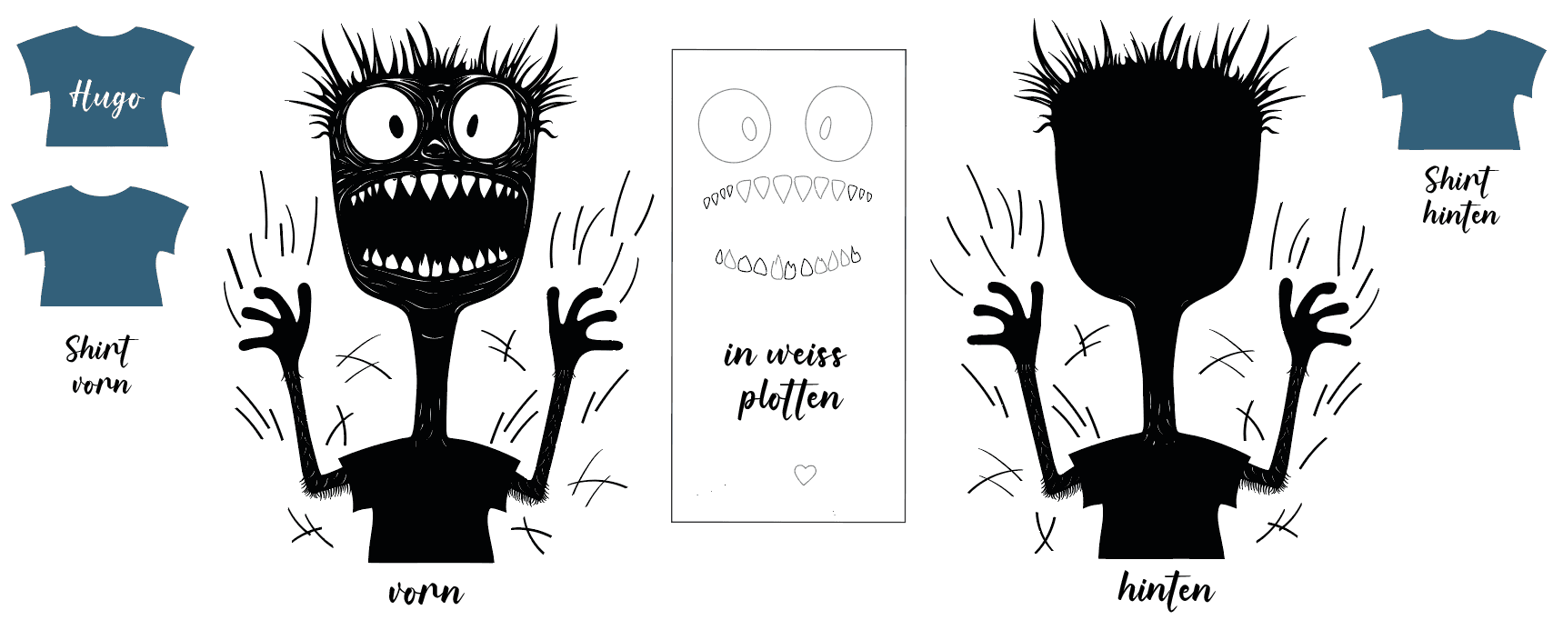 Bundle Plotterdatei Monster Hugo Komplett-Set (2 Plottserien) - Sewando