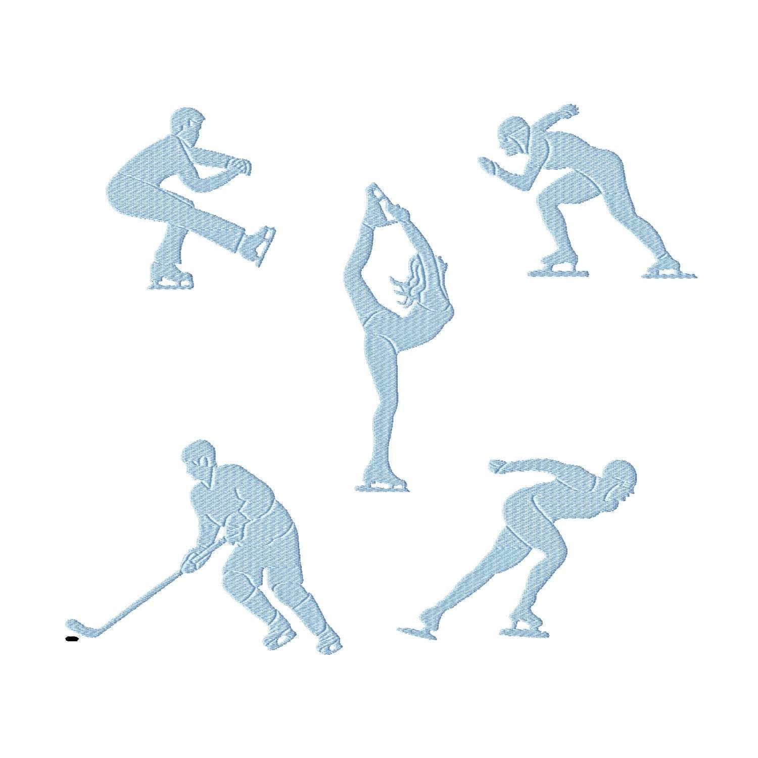 Stickdatei Eiskunst für den Rahmen 10 cm x 10 cm, Sport, Eiskunstlauf, Eisschnelllauf, Eishockey - Sewando