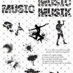 Shadows - 5 x MUSIK / Music - KombiDatei inkl mega Deko als SVG DXF LaserDatei Plotterdatei und png zum drucken - Sewando